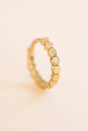 14K Solid Gold Jewelry Sllim Hexagon Earring Hoop Ring