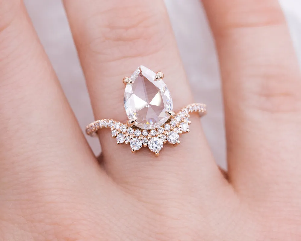 1.50-Carat Pear Rose Cut Diamond Coronet Ring