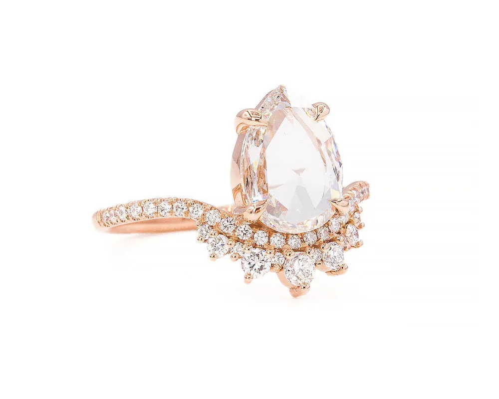 1.50-Carat Pear Rose Cut Diamond Coronet Ring