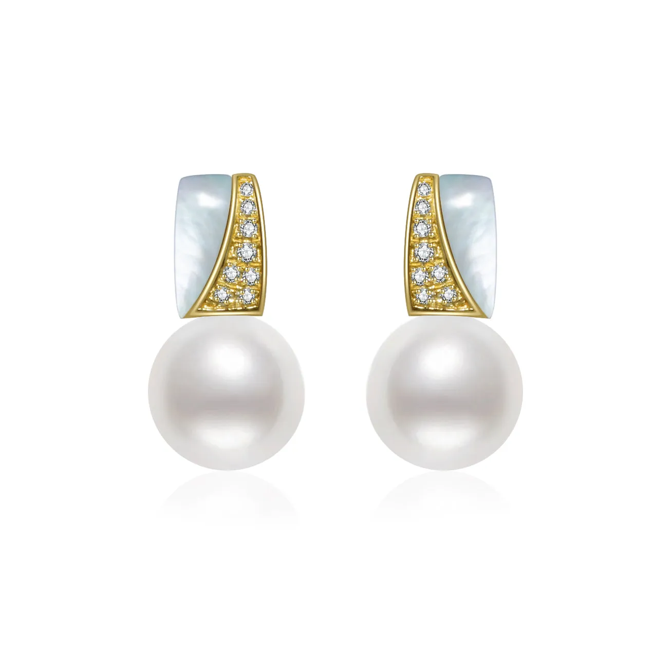 18K Solid Gold Freshwater Pearl Earrings KE00043