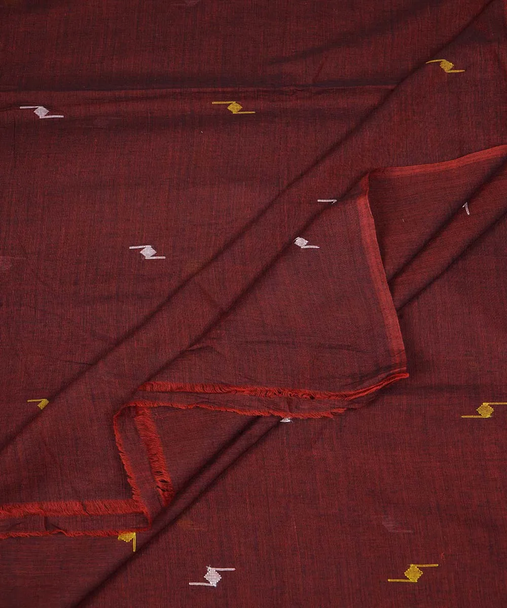 1m Maroon handloom cotton jamdani fabric