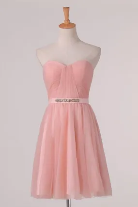 2024 A Line Bridesmaid Dresses Sweetheart With Ruffles And Sash Tulle PCLYB878