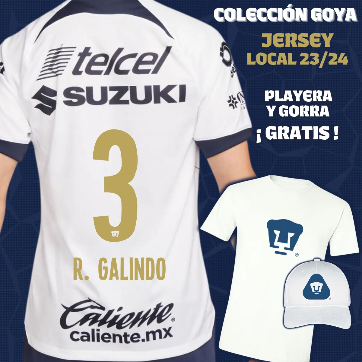 3 Ricardo Galindo - Colección Goya Hombre - Jersey Local   Playera y Gorra de Regalo