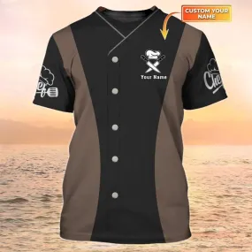 3D All Over Print Chef Shirt, Chef Clothing, Chef Custom Tshirt Chef Uniforms Black And Brown