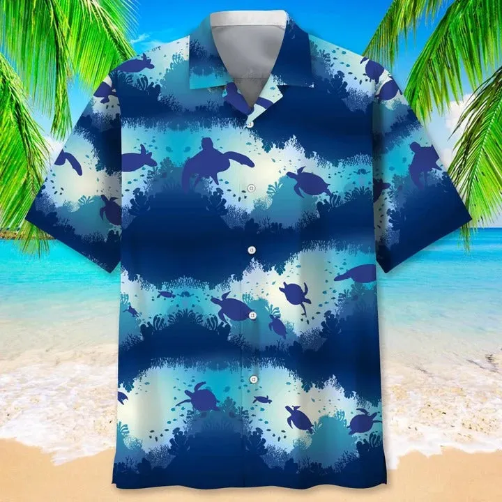 3D All Over Print Turtle Floral Hawaiian Shirt, Aloha Beach Shirt, Summer Hawaiian Turtle Shirt