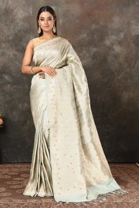 90N473-RO Pastel Green Benarasi Saree with Zari Minakari Jaal