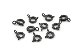 9mm Black Clasps, 20 Oxidized Brass Black Round Ring Clasps (9mm) BS 1706 A0428 S367