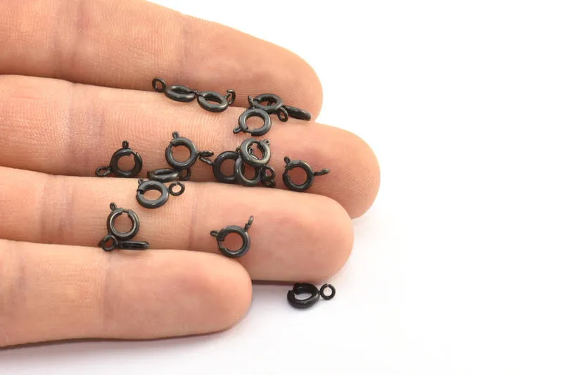 9mm Black Clasps, 20 Oxidized Brass Black Round Ring Clasps (9mm) BS 1706 A0428 S367