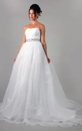 A-Line Crystal Belt Organza Sweetheart Wedding Gown-ET_711035