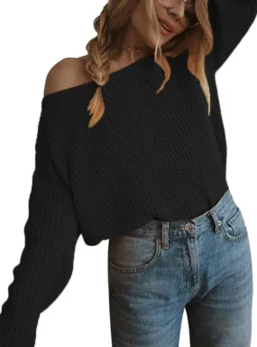 A LONG SLEEVED PULLOVER OPEN NECK SHOULDER