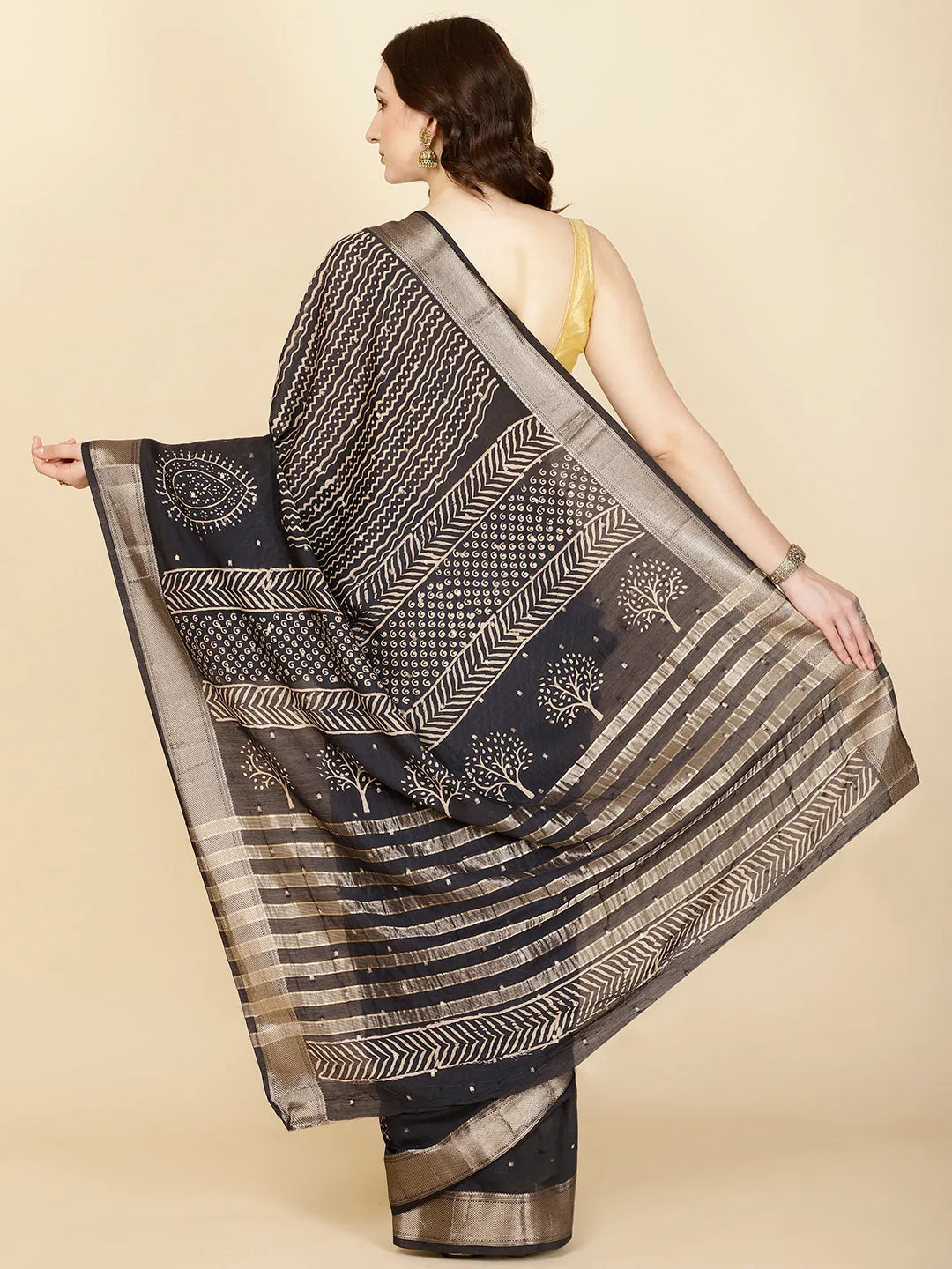 Abstract Printed Cotton Saree