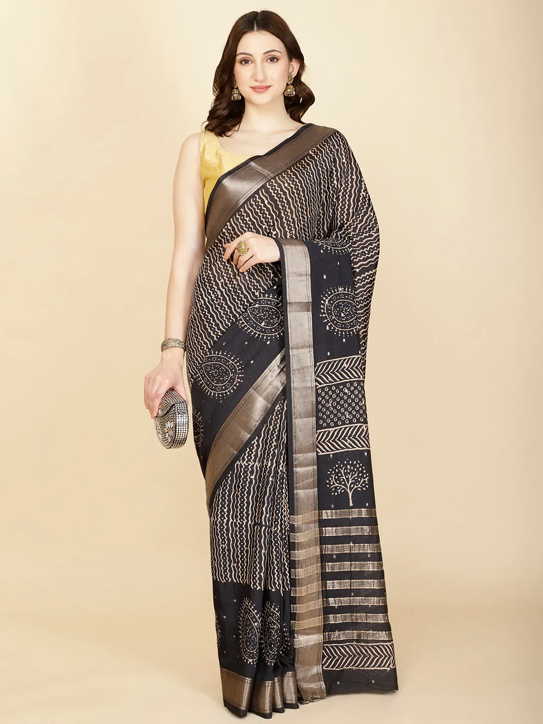 Abstract Printed Cotton Saree