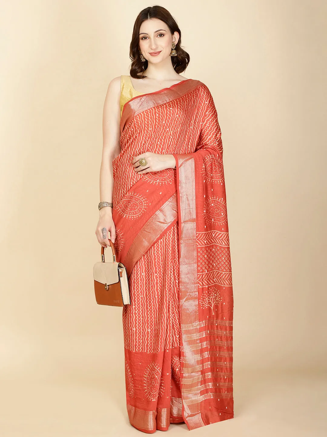 Abstract Printed Cotton Saree