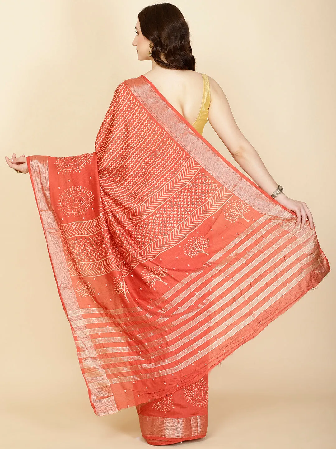 Abstract Printed Cotton Saree