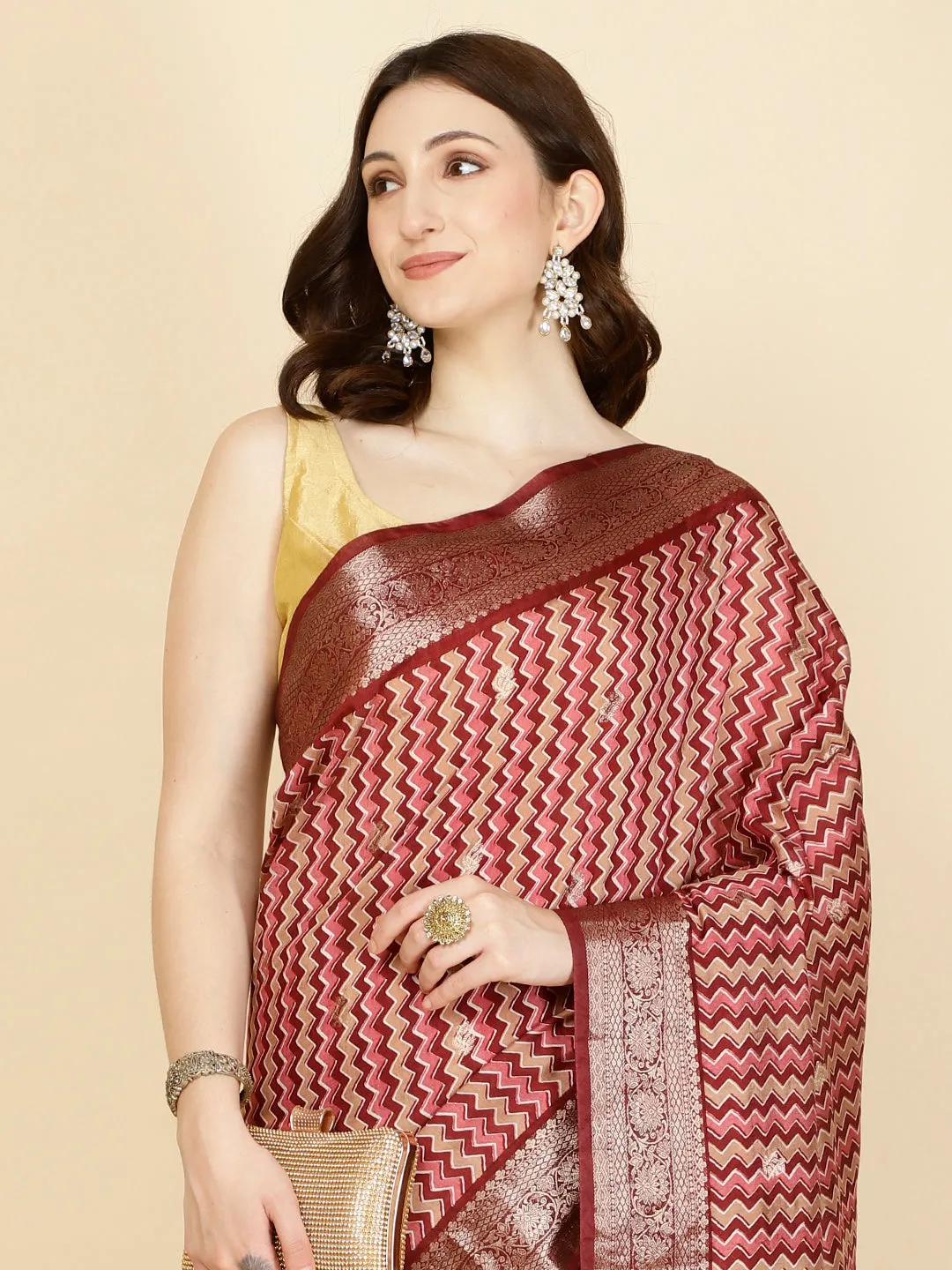 Abstract Printed Handloom Saree