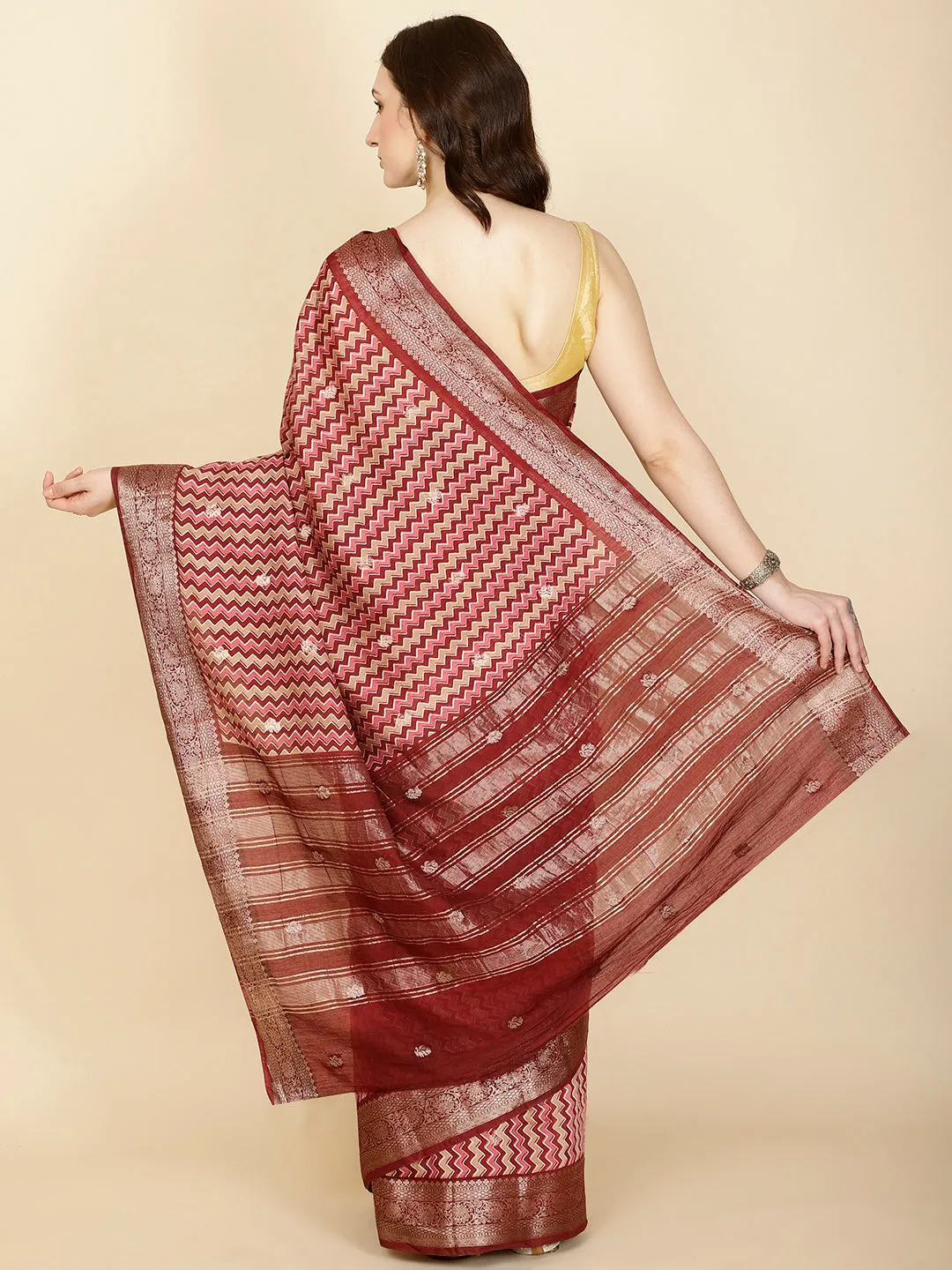 Abstract Printed Handloom Saree