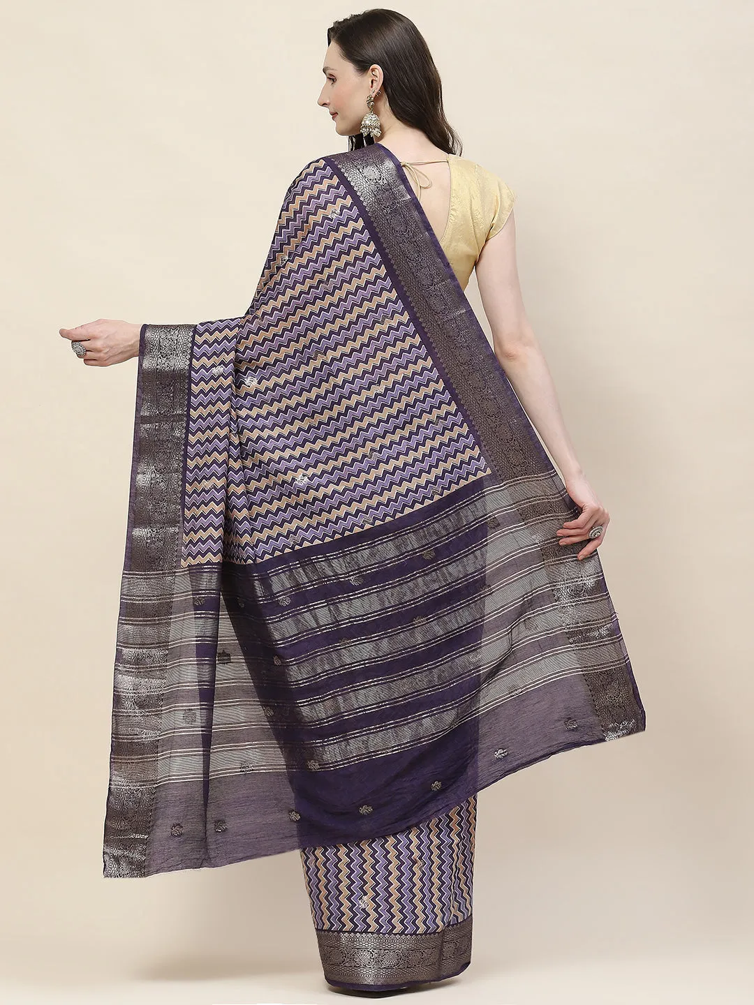 Abstract Printed Handloom Saree