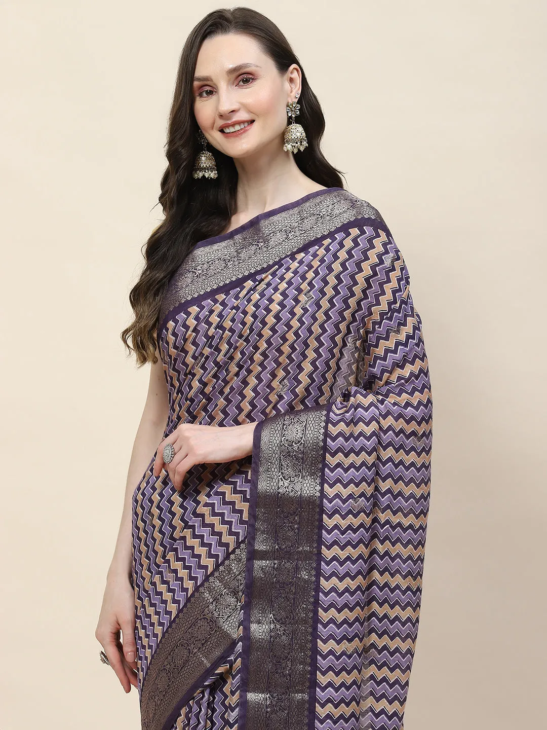 Abstract Printed Handloom Saree