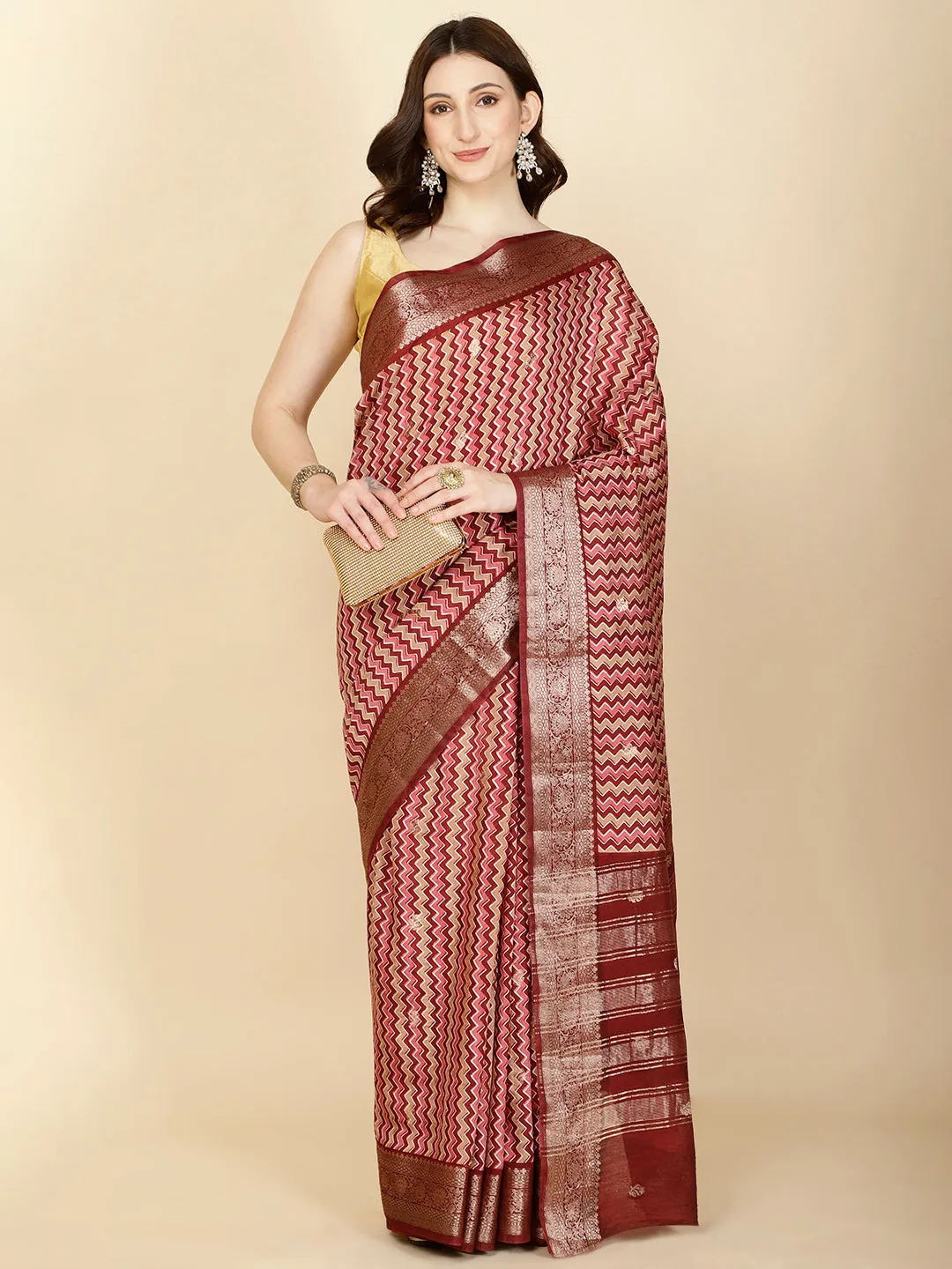 Abstract Printed Handloom Saree