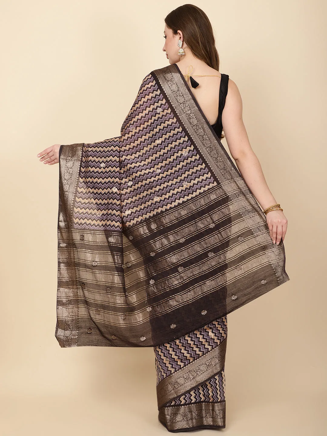 Abstract Printed Handloom Saree