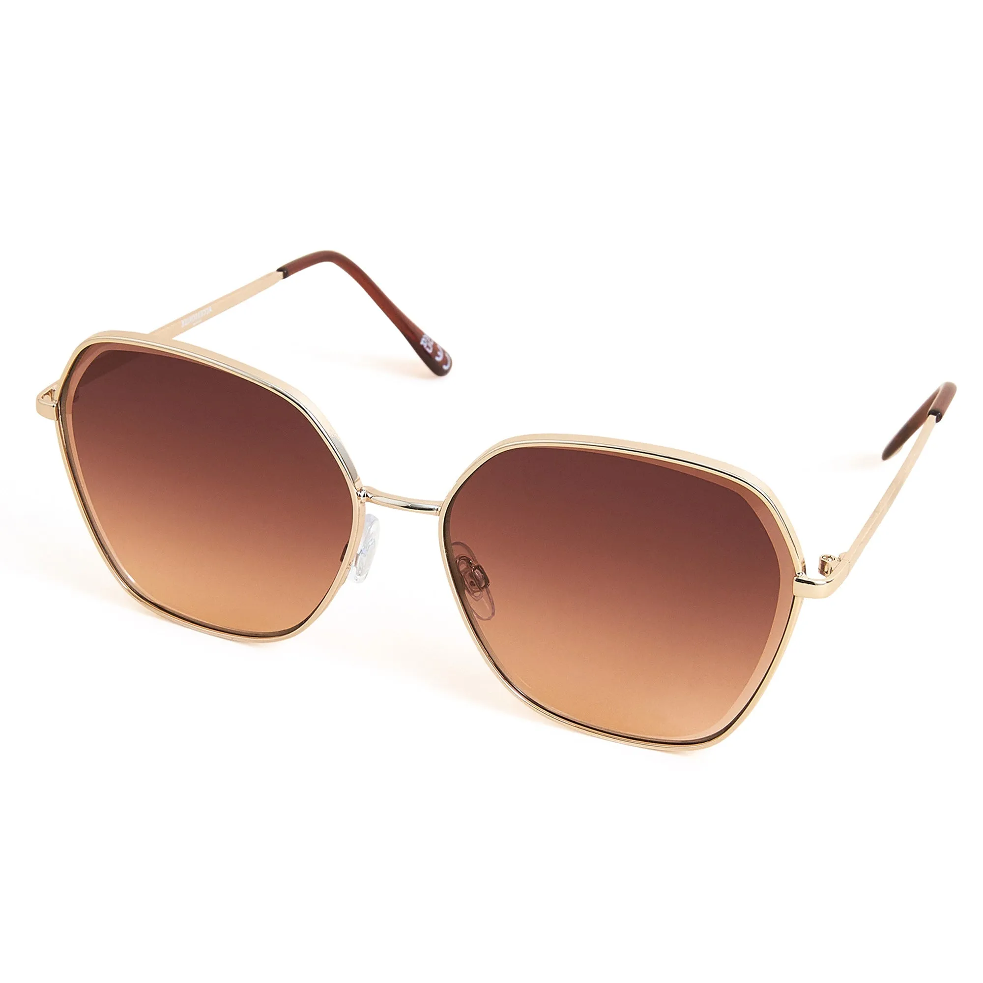 Accessorize London Women's Gold Metal Rim Square Sunglasses