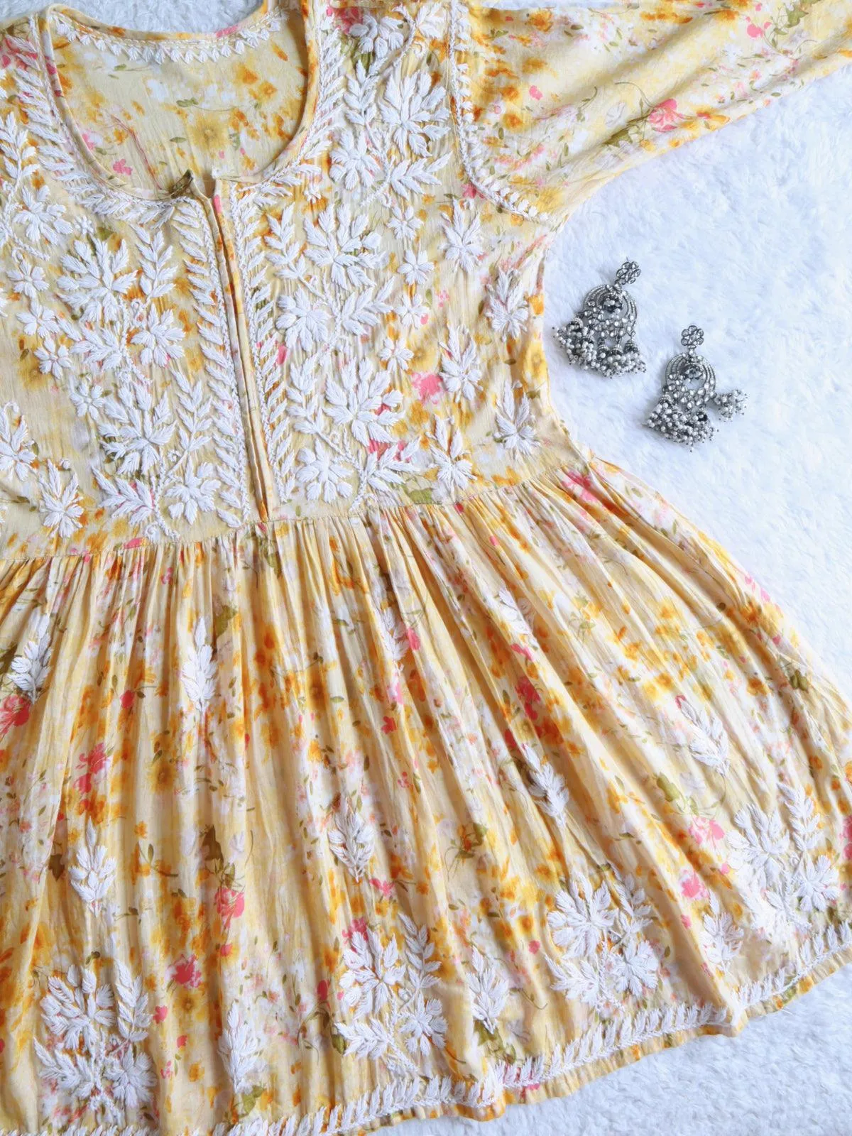 Adah Chikankari Mulmul Short Dress