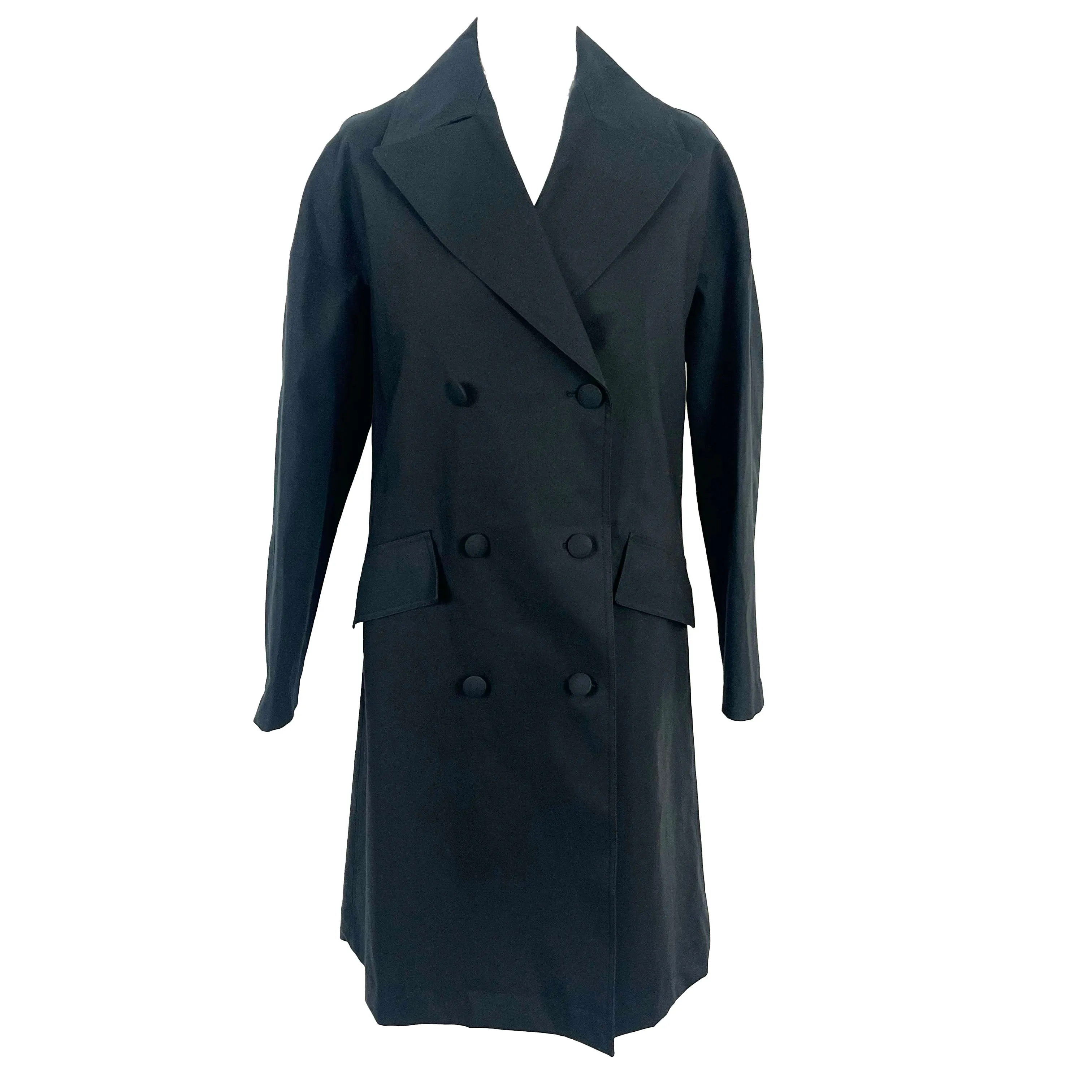 Alaia 2830 Black Coated & Belted Cotton Coat S