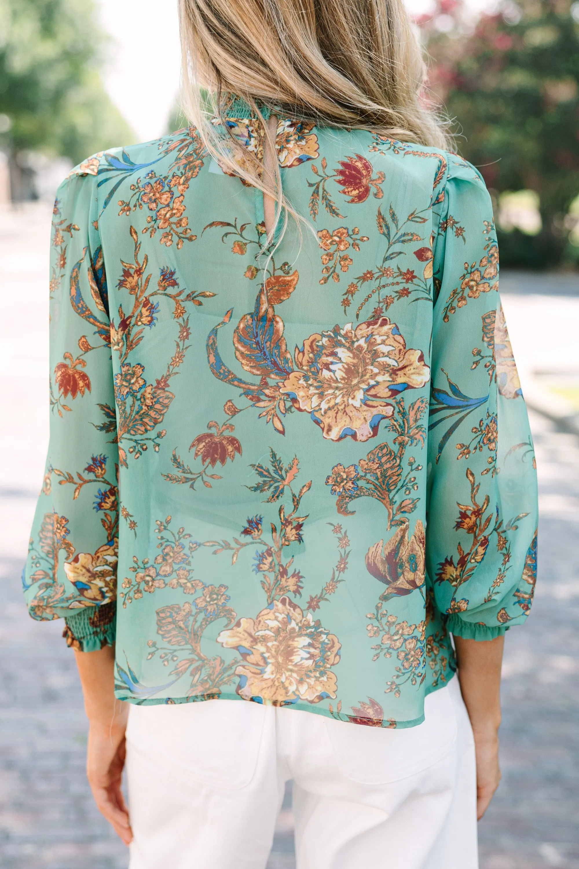 All I Need Sage Green Floral Blouse