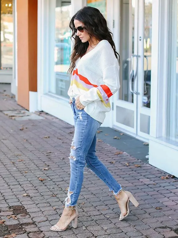 Amazing Sleeves Striped Cardigan Sweater Tops