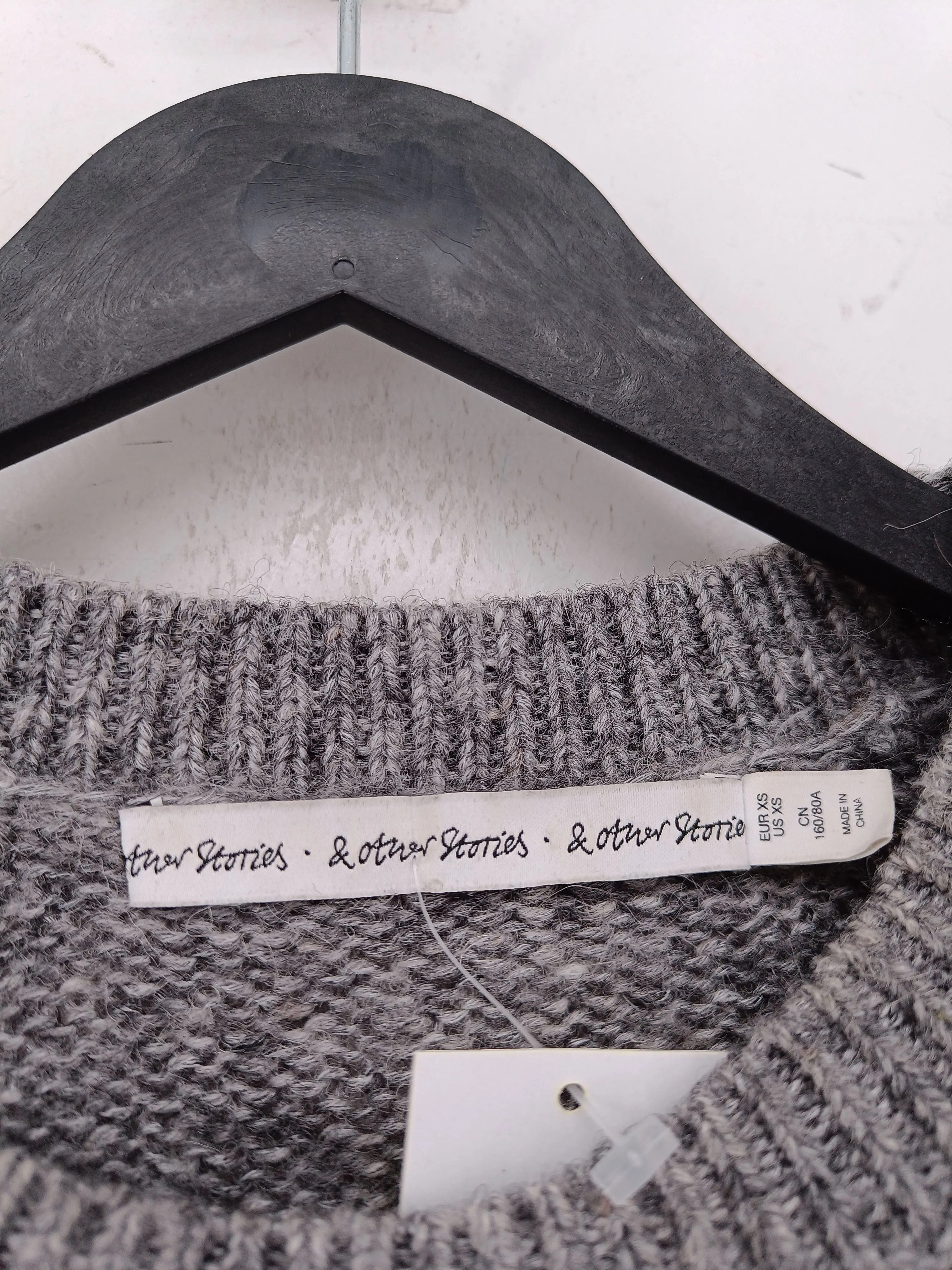 & Other Stories Men's Jumper XS Grey Wool with Other, Polyester