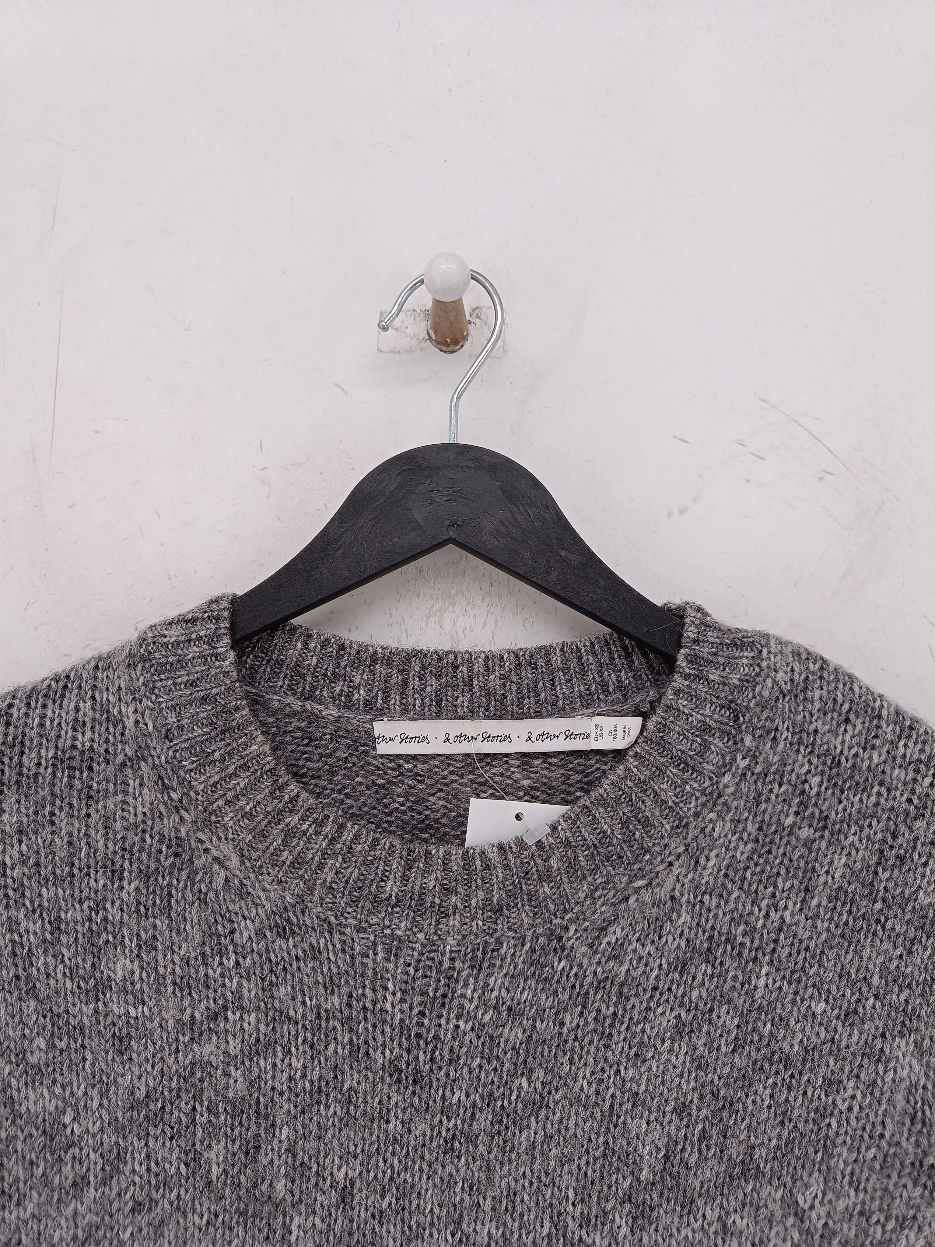 & Other Stories Men's Jumper XS Grey Wool with Other, Polyester