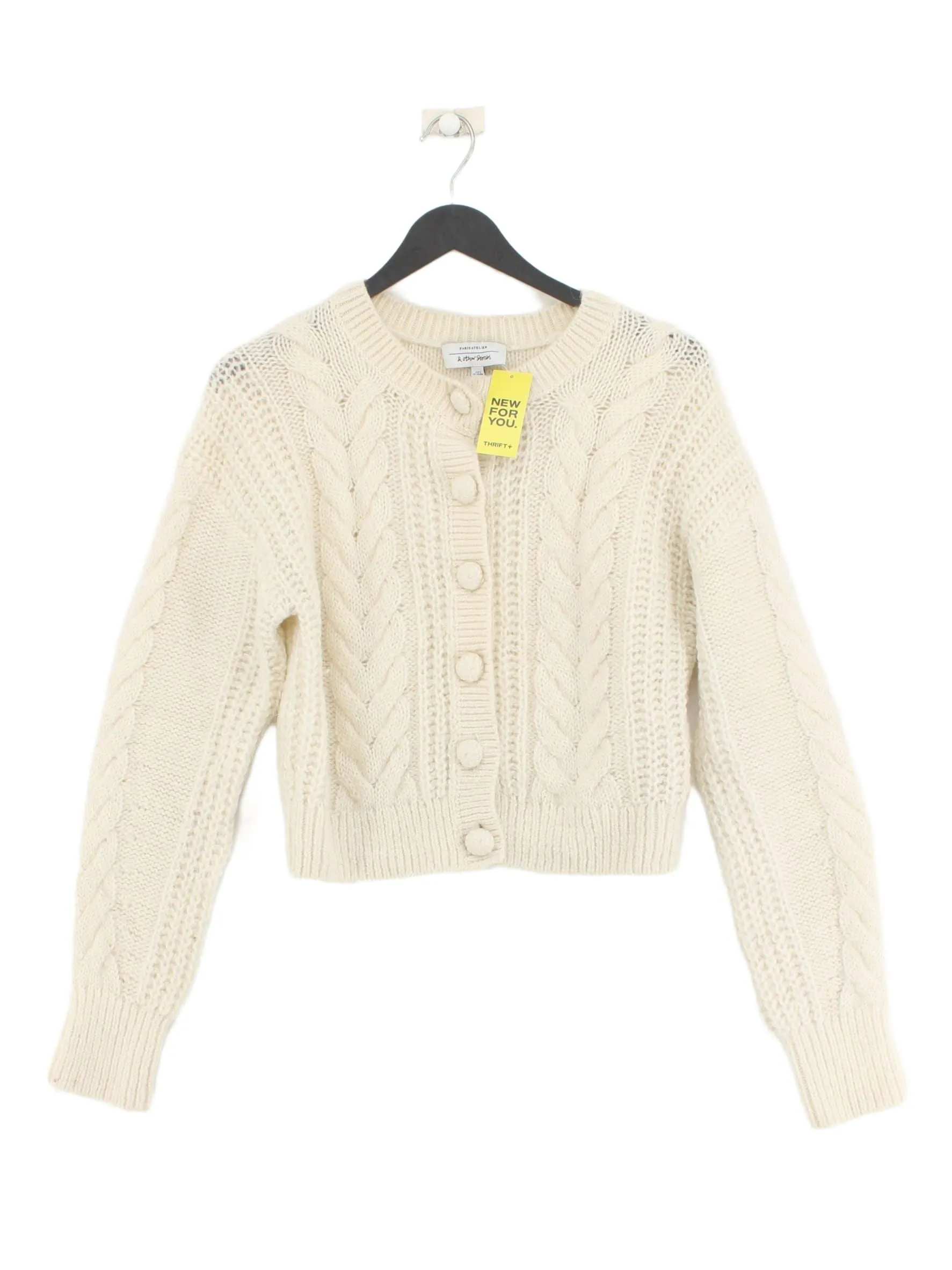 & Other Stories Women's Cardigan S Cream Wool with Other, Polyester