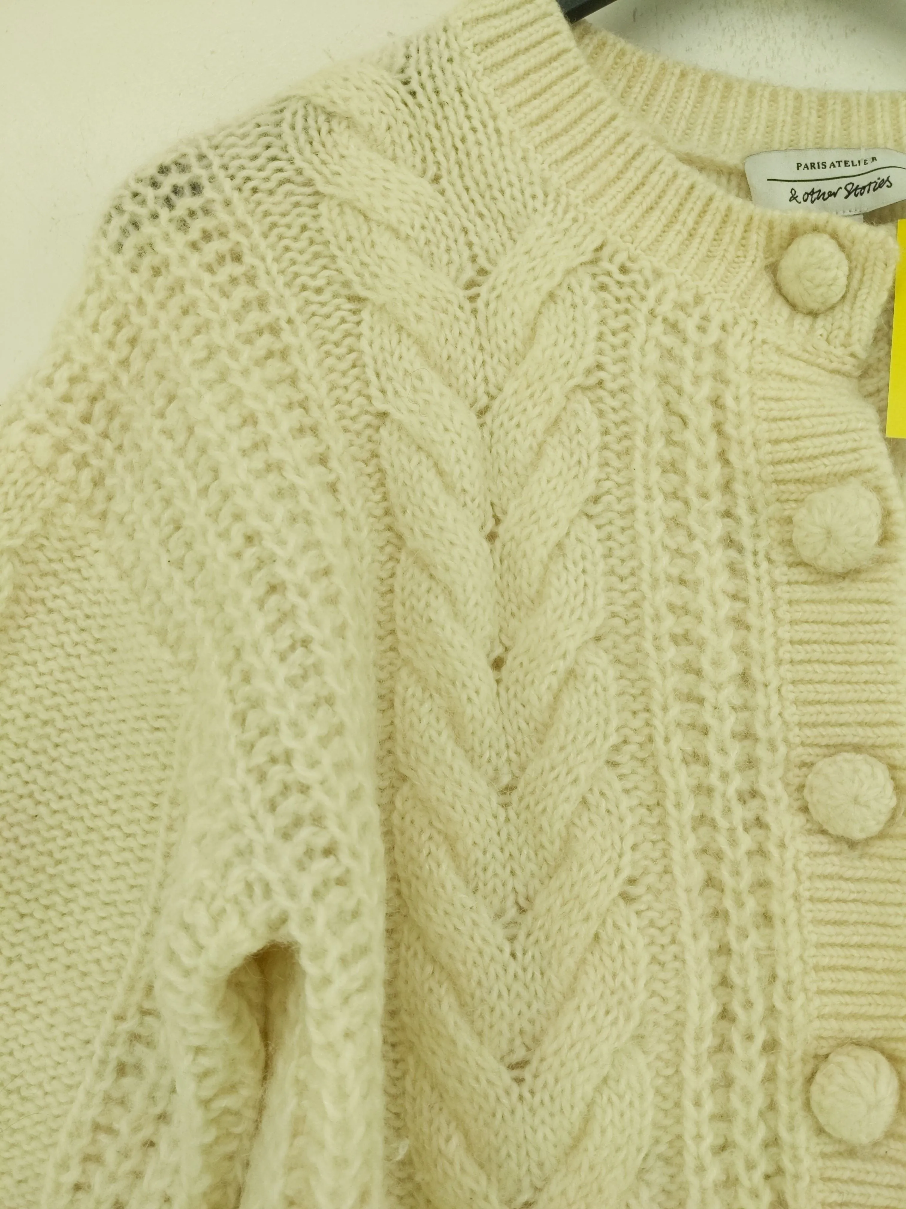 & Other Stories Women's Cardigan S Cream Wool with Other, Polyester