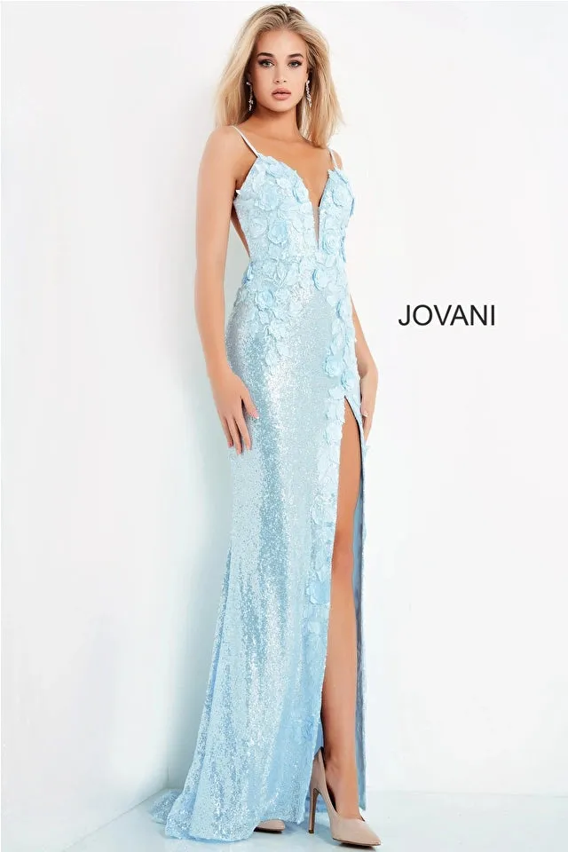 Anastella | Plunging Neckline Floral Gown | Jovani 1012