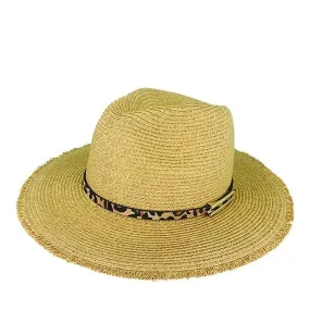 ANIMAL PRINT FRAYED EDGE BRAIDED FEDORA