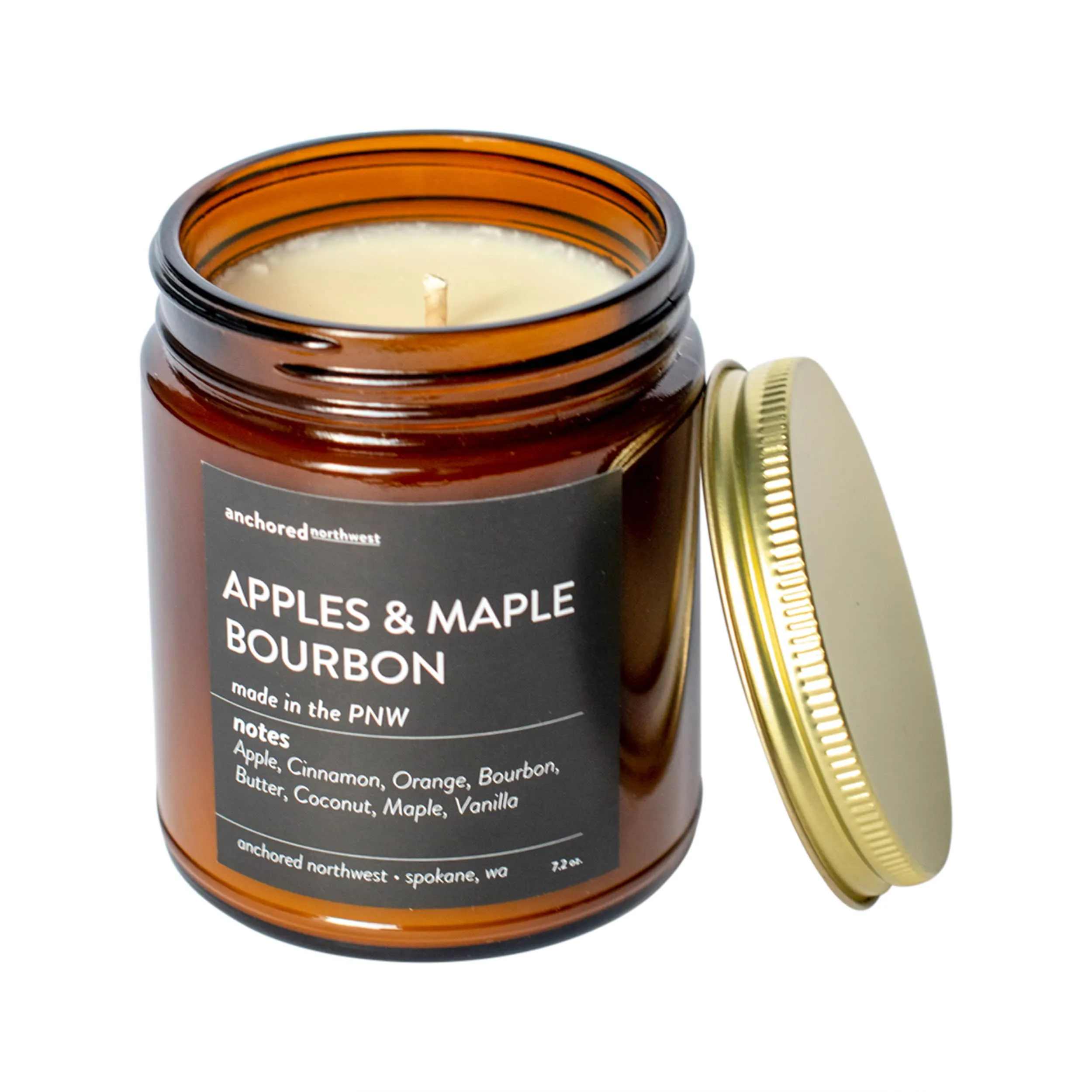 Apples & Maple Bourbon Soy Candle in Amber Jar by Anchored Northwest