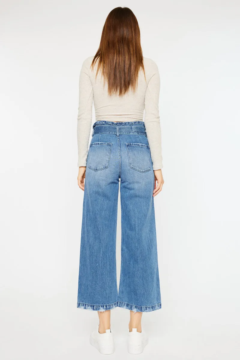 Aroly Ultra High Rise Belted Paperbag Wide Leg Jeans