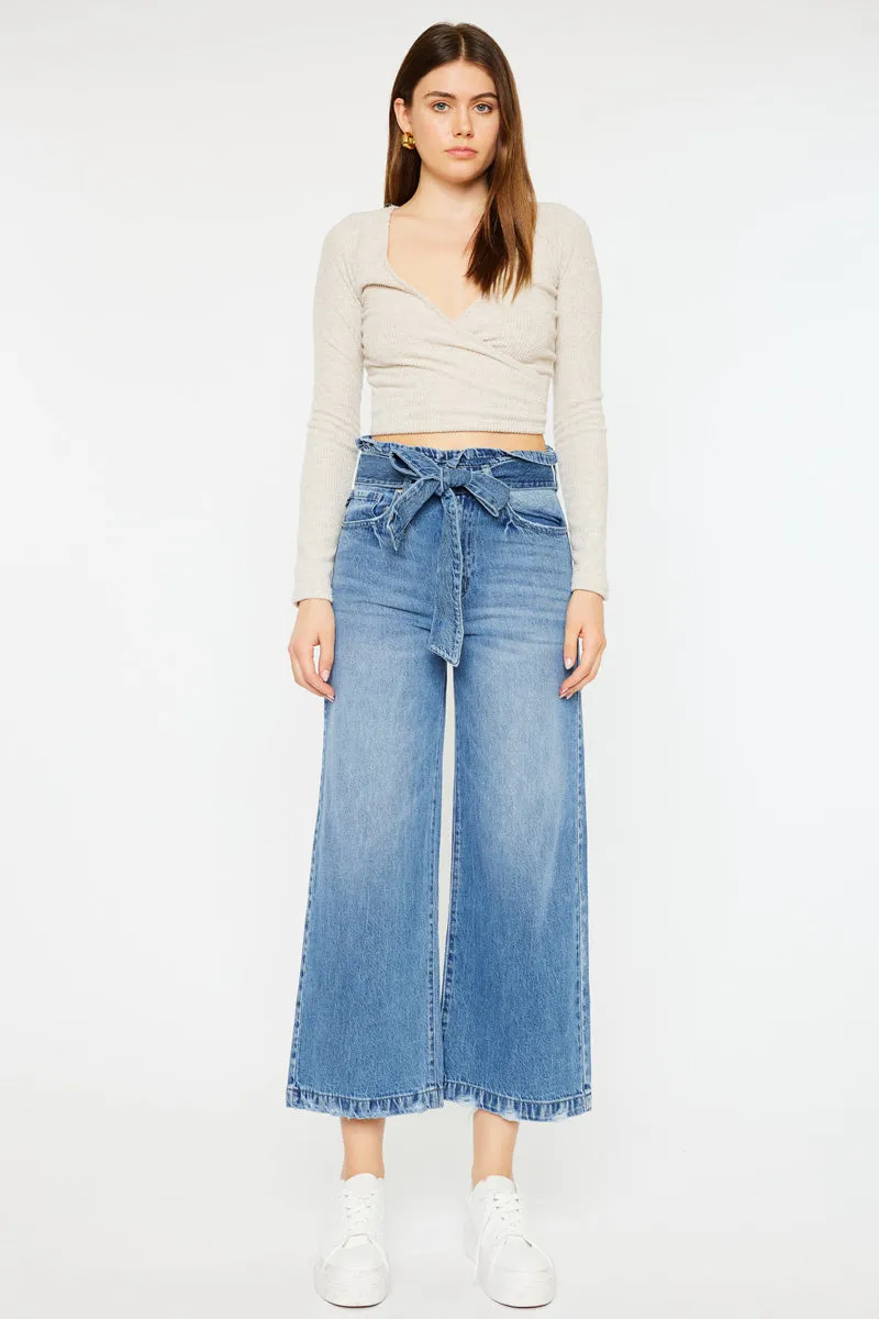 Aroly Ultra High Rise Belted Paperbag Wide Leg Jeans