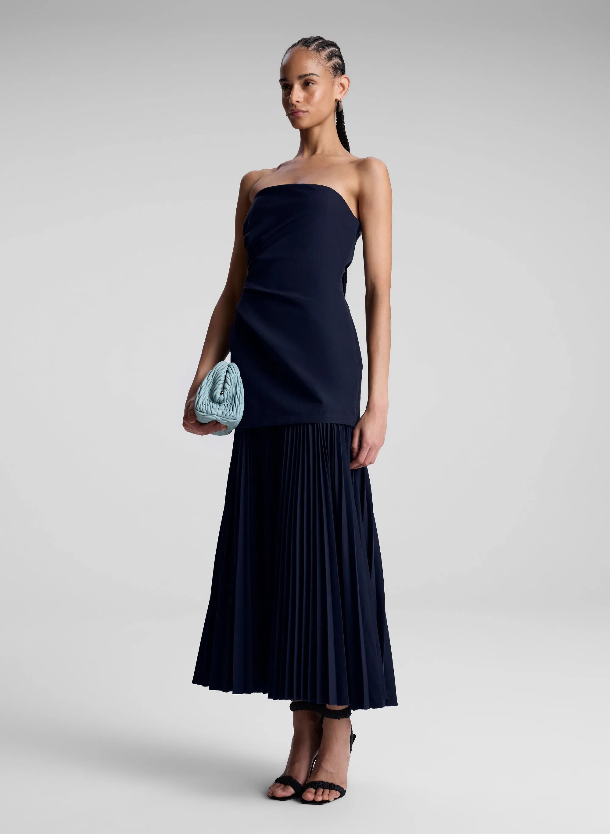 Austin Strapless Pleated Dress