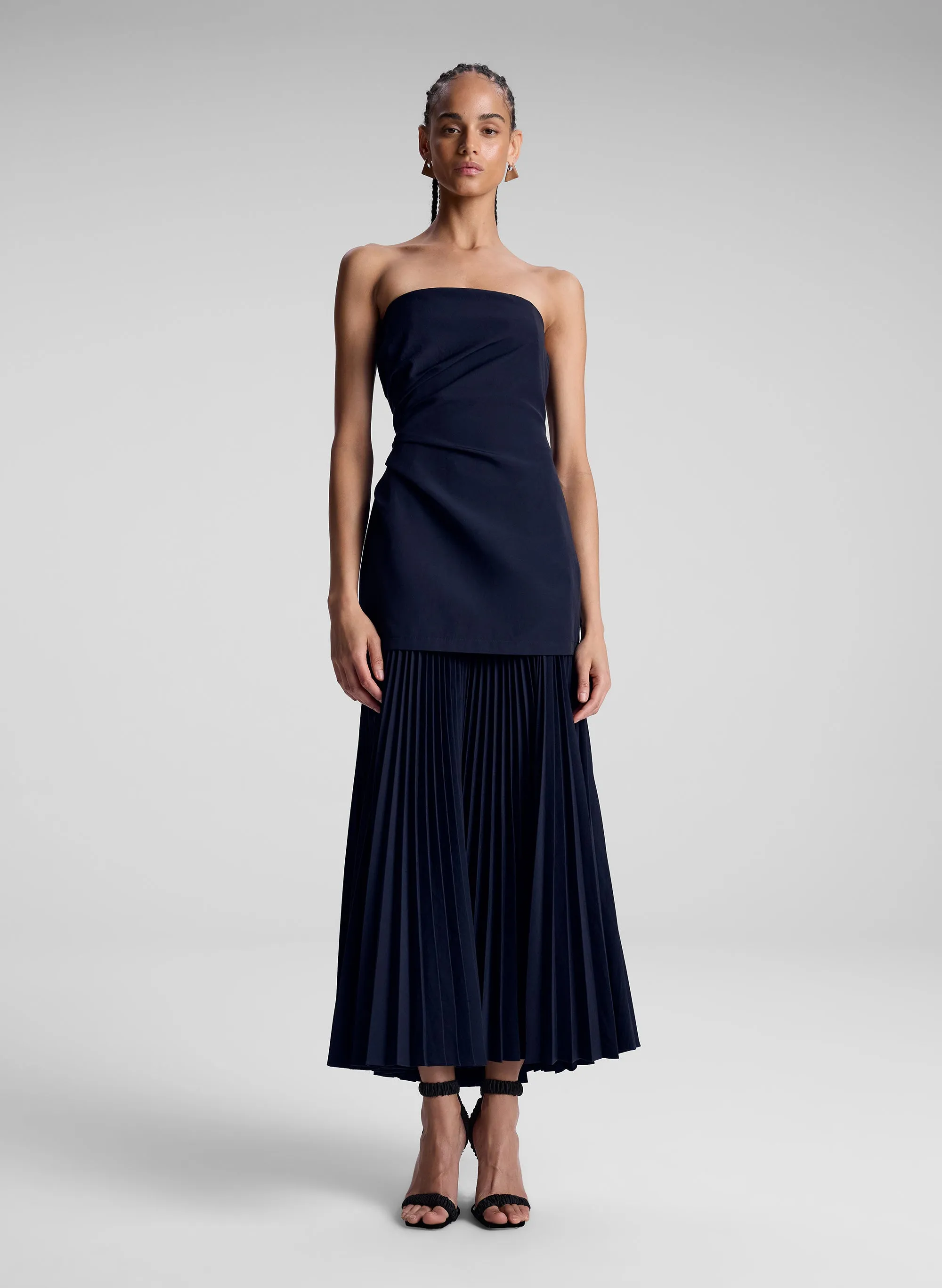 Austin Strapless Pleated Dress