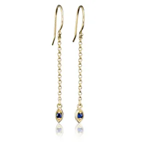 Australian Kings Plain Blue Sapphire Marquise Shape Long Dangle Earrings {Ready To Ship}