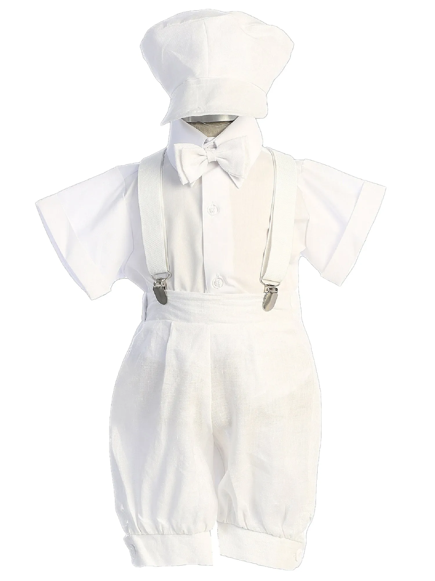 Baby Boys White Suspender Shorts Baptism Outfit 6-24 Months