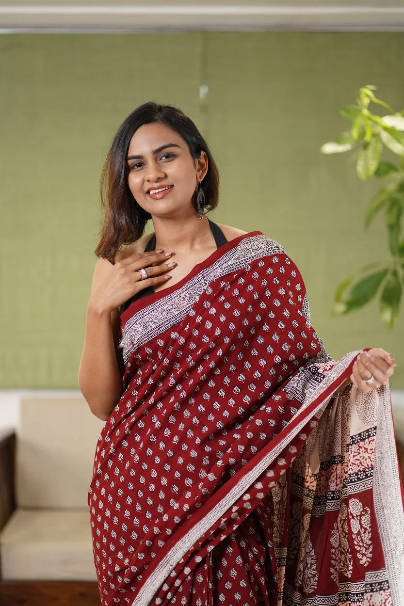 Bagh Hand Block Printed Cotton Saree