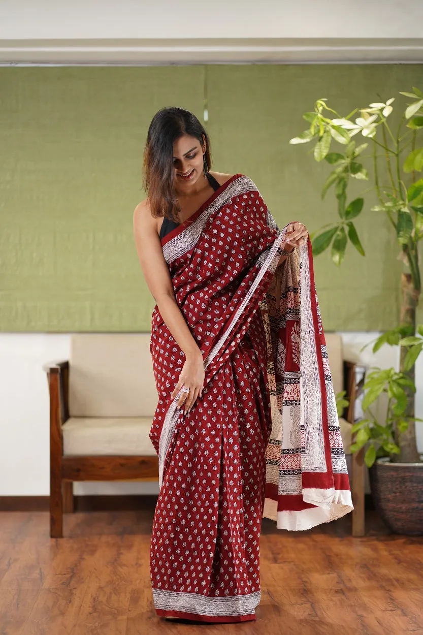 Bagh Hand Block Printed Cotton Saree