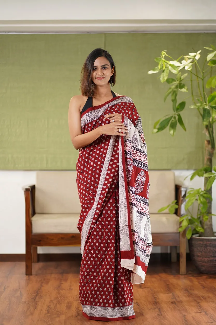 Bagh Hand Block Printed Cotton Saree