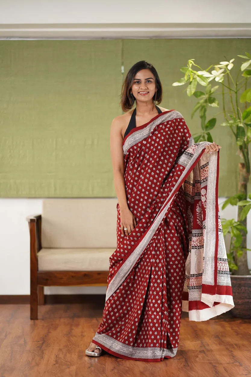 Bagh Hand Block Printed Cotton Saree