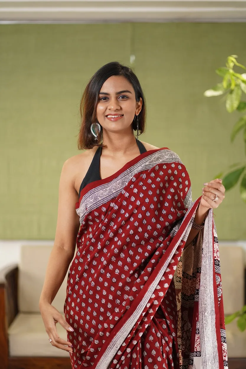 Bagh Hand Block Printed Cotton Saree