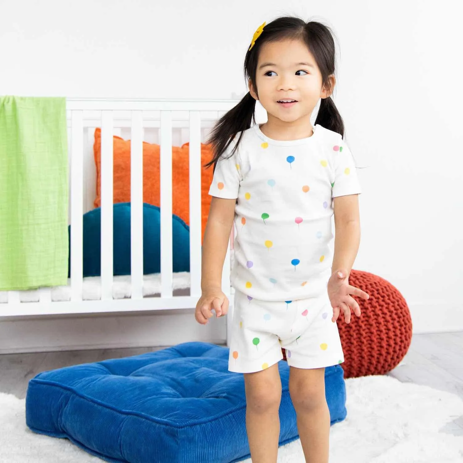 balloon dream organic cotton magnetic kids pajama shortie set