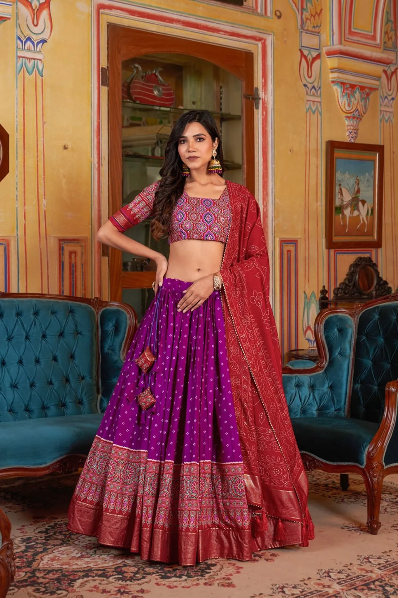 Bandhani Designer Ajarakh Printed Lehenga Choli