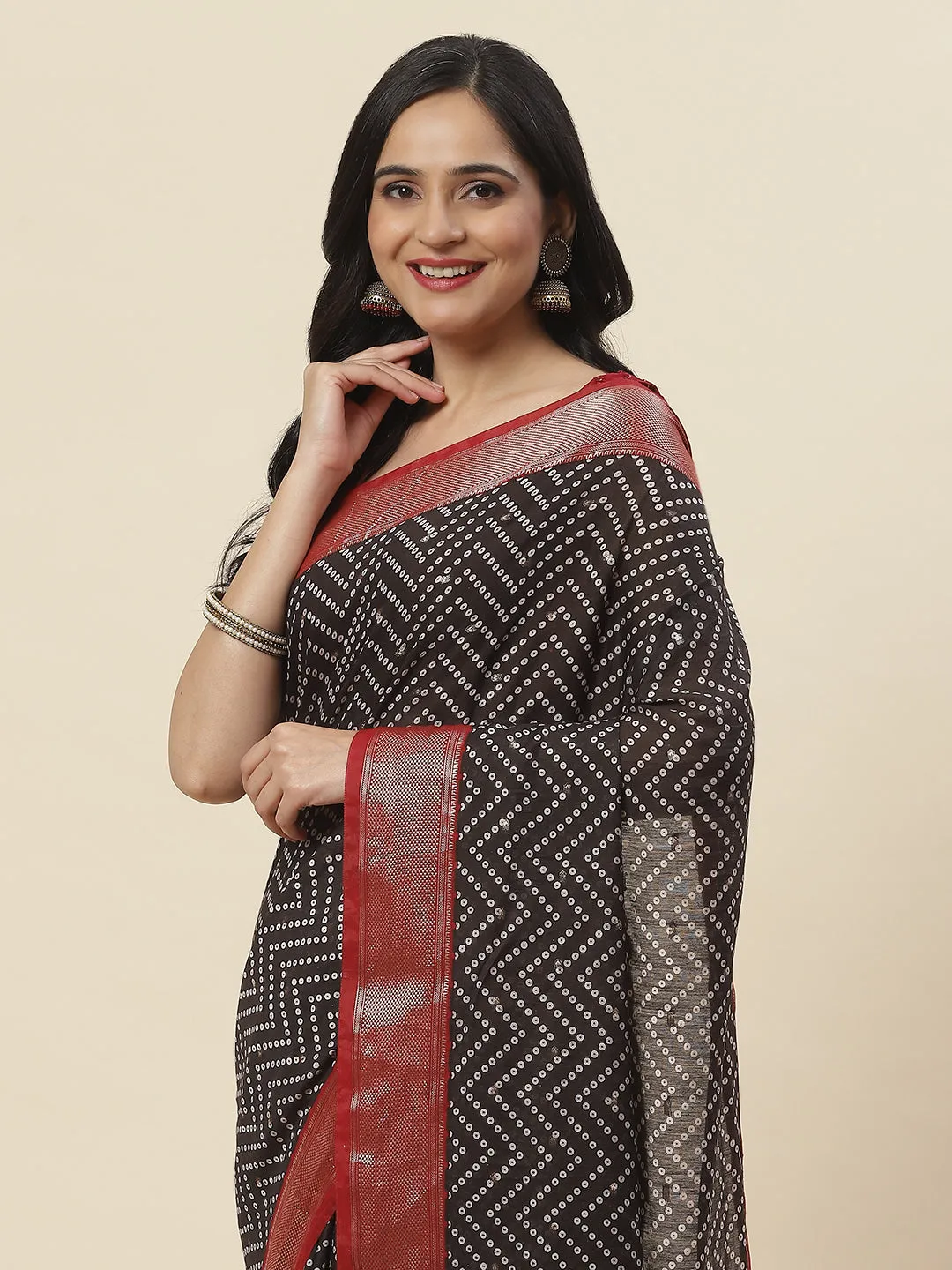 Bandhani Printed Handloom Saree